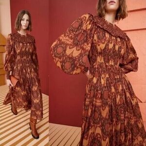 Ulla Johnson Orange and Brown Maxi Dress